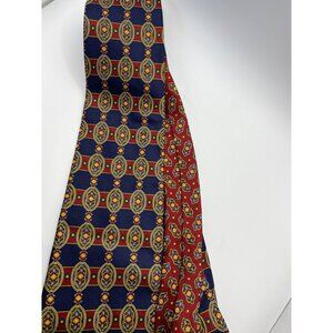 Tommy Hilfiger Reversible Silk Tie With Floral Medallion Print Navy & Red